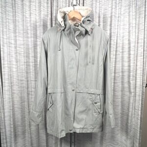 IZ Sport Hooded Parka Jacket Olive Grey Womens 14/16 Full Zip Outdoor EUC